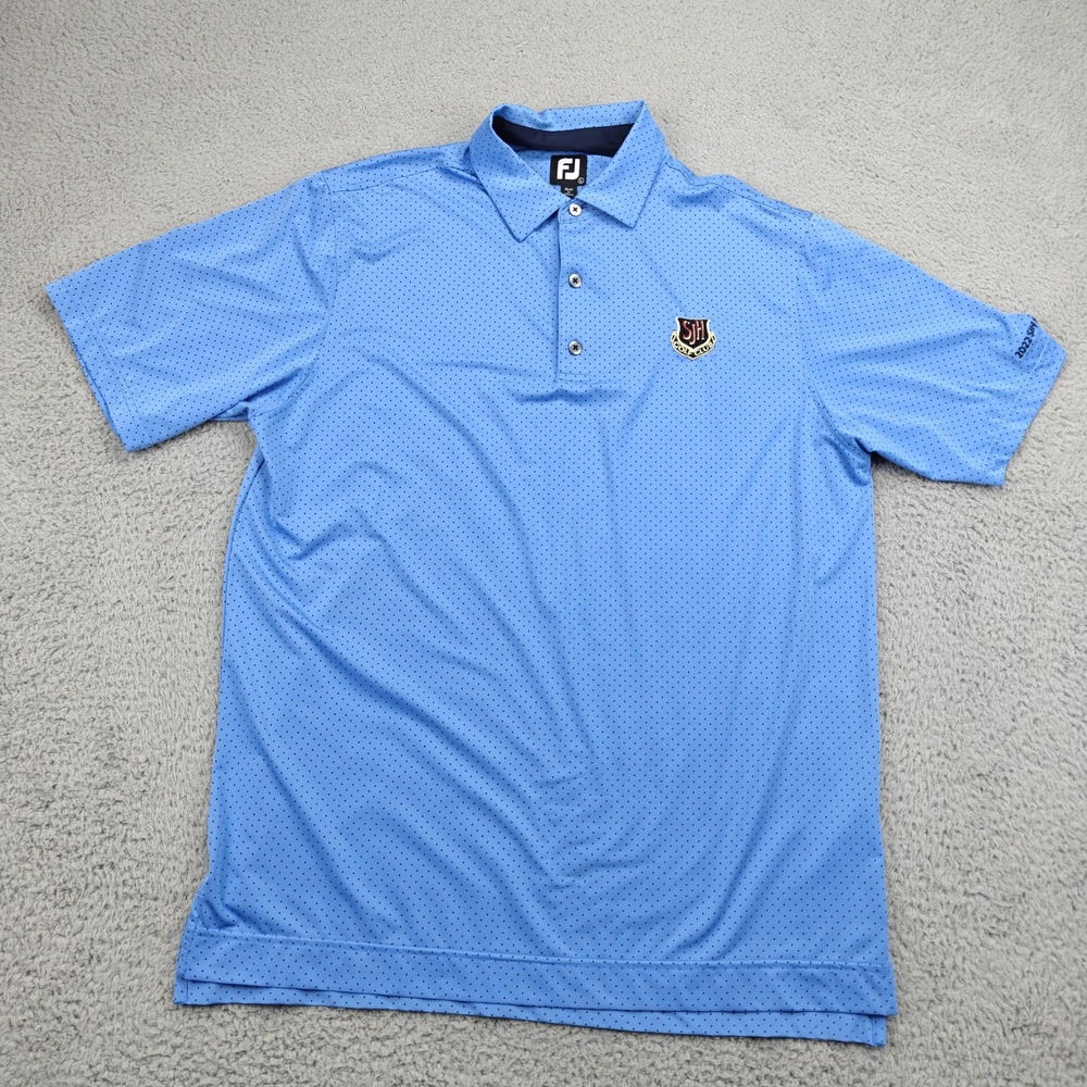 FootJoy Performance Polo Shirt Mens Large Blue Dot SJH Golf Club 2022 SCGA